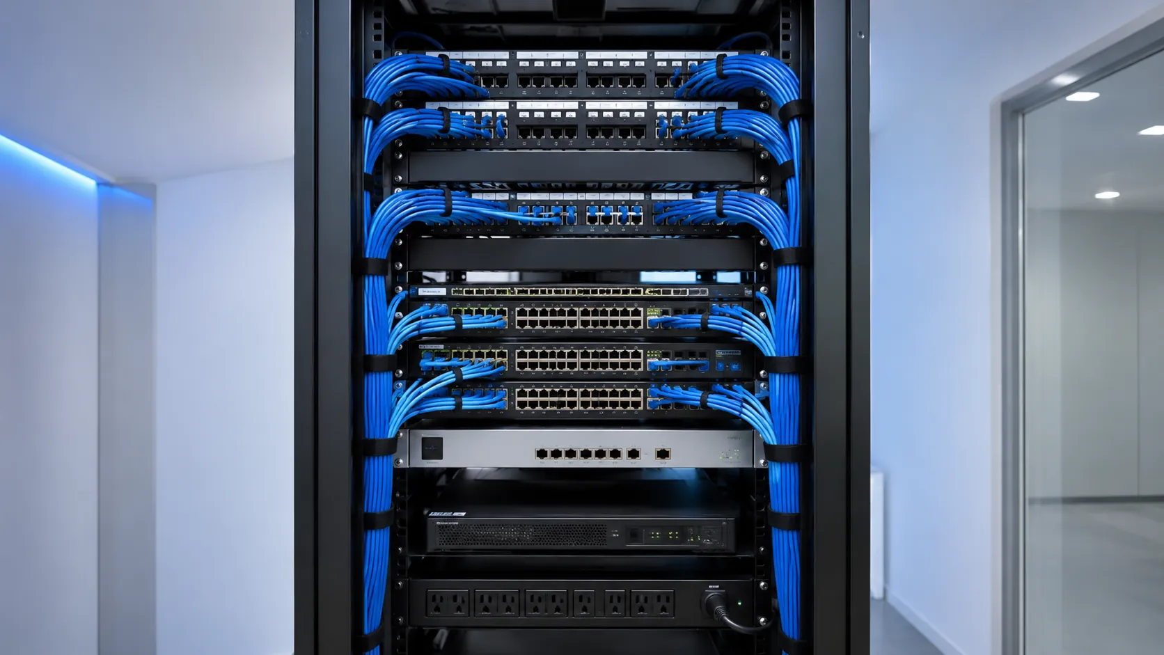 Clean labeled network rack after cleanup