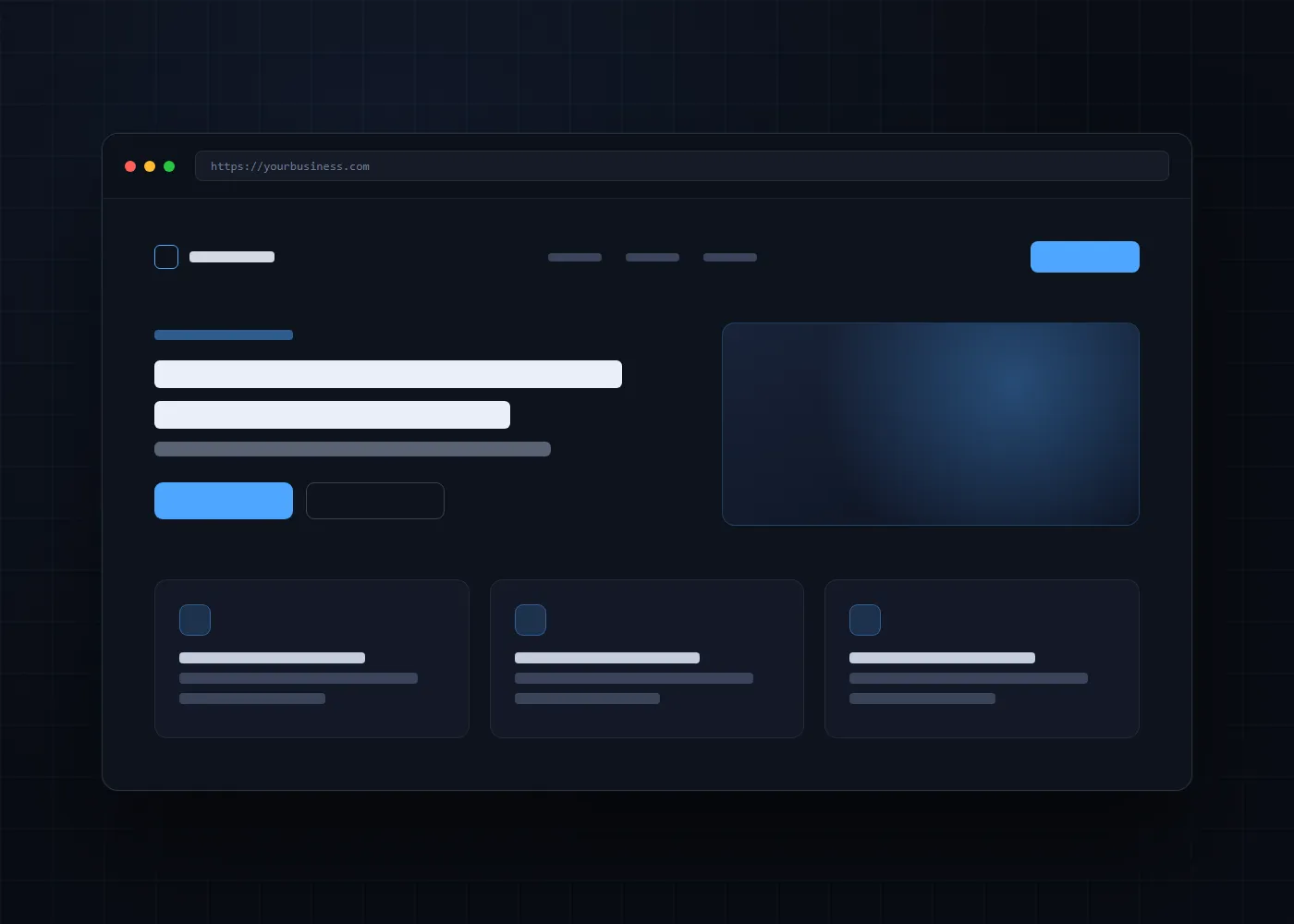 Stylized browser window showing a modern website layout